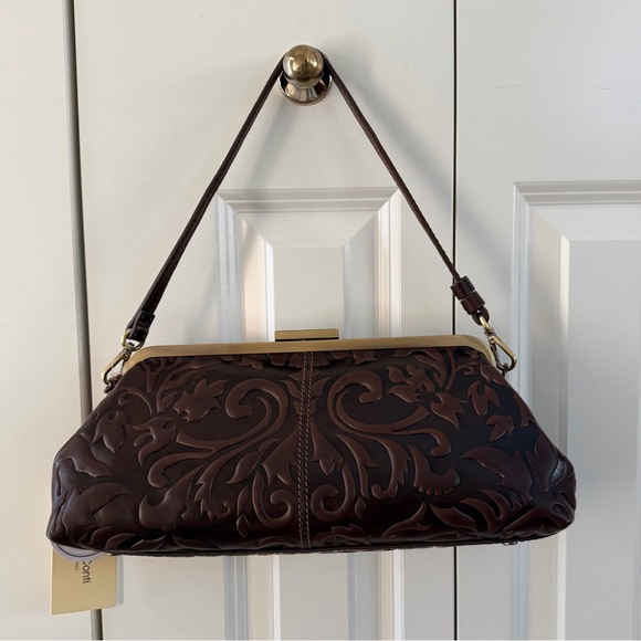 Gianni Conti Brown Embossed Leather Satchel Bag - Picture 11 of 14